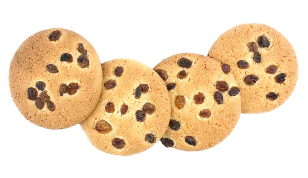 Koekjes met rozijnen op witte achtergrond — Stockfoto