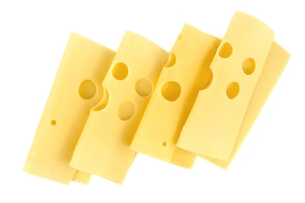 Tranches de fromage isolées sur fond blanc — Photo