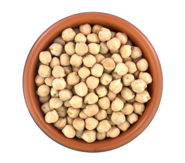 Beyaz arka plan üzerinde izole kase nohut. 