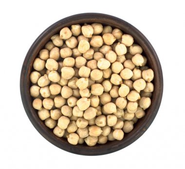 Beyaz arka plan üzerinde izole kase nohut. 