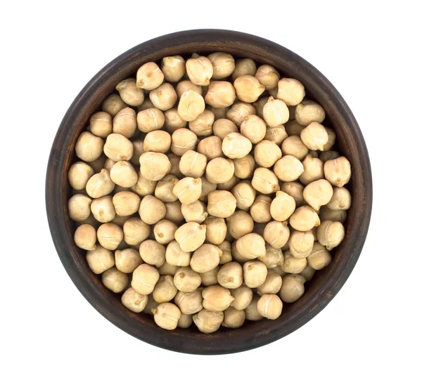 Chickpeas 흰색 배경에 고립 된 그릇에. — 스톡 사진