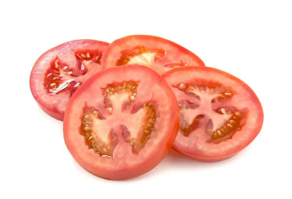 Tomatenscheiben isoliert auf weißem Hintergrund — Stockfoto