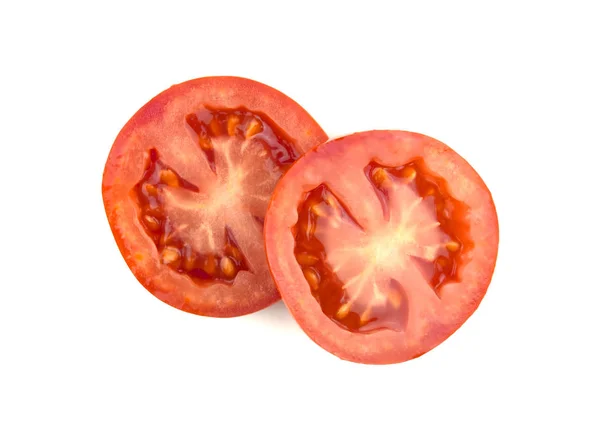 Tomatenscheiben isoliert auf weißem Hintergrund — Stockfoto