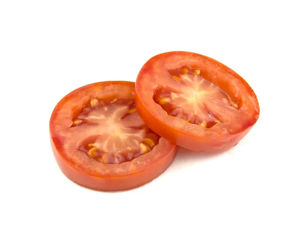 Tomatenscheiben isoliert auf weißem Hintergrund — Stockfoto