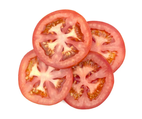 Tomatenscheiben isoliert auf weißem Hintergrund — Stockfoto