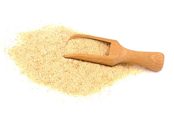 Pile Bread Crumbs Spoon Isolated White Natural Food Ingredient — Stock Photo, Image