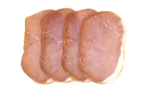 Gesneden Ham Witte Achtergrond Verse Ham — Stockfoto
