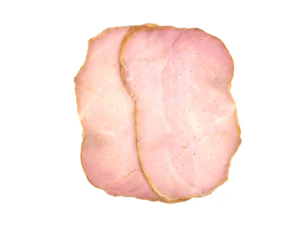 白地に豚ハムをスライス 新鮮なプロシュート — ストック写真