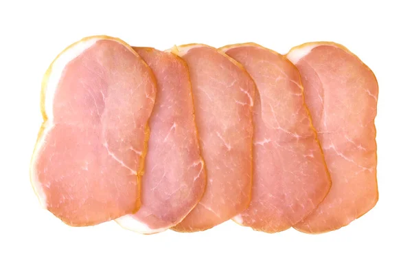 Szeletelt Sonka Fehér Háttérrel Friss Prosciutto — Stock Fotó