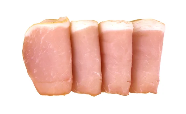 Sliced Ham White Background Fresh Prosciutto — Stock Photo, Image