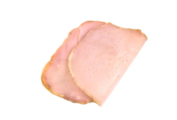 Schweineschinken Scheiben Geschnitten Auf Weißem Hintergrund Frischer Schinken — Stockfoto