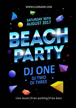 DJ plaj partisi, gece kulübü afişi - hisse senedi vektörü