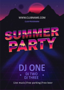 DJ plaj partisi, gece kulübü afişi - hisse senedi vektörü