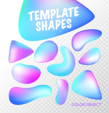 Şeffaf Şablon Şekilleri Ayarla. Tasarım tarzınız için moda renk nesnesi. Vektör illüstrasyonu