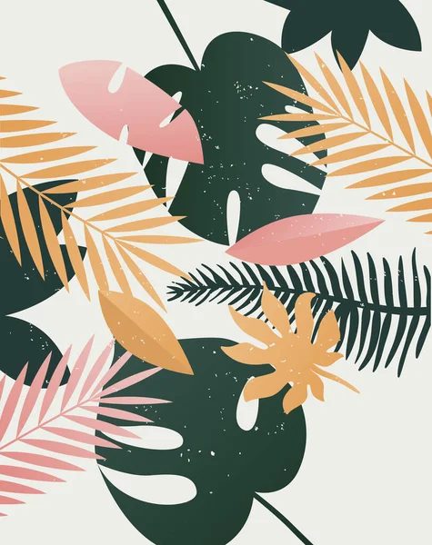 Vector Summer Tropical Print 야자수 나뭇잎 나뭇잎 — 스톡 벡터