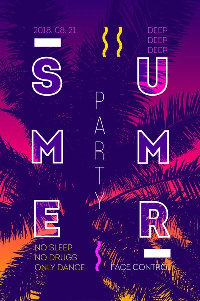 Exotische Event Achtergrond Poster Zomer Feest Ontwerp Banner Met Palm — Stockvector