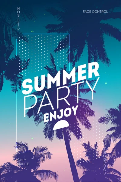 Affiche Voor Zomer Strand Party Achtergrond Uitnodiging Palmboom Template Flyer — Stockvector