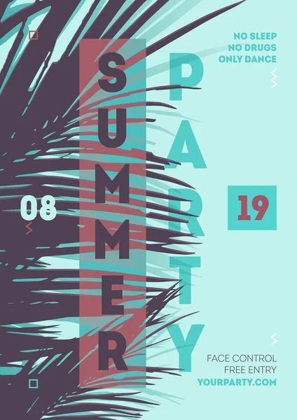 Summer Beach Party Diseño Póster Plantilla Póster Para Silueta Vector — Archivo Imágenes Vectoriales