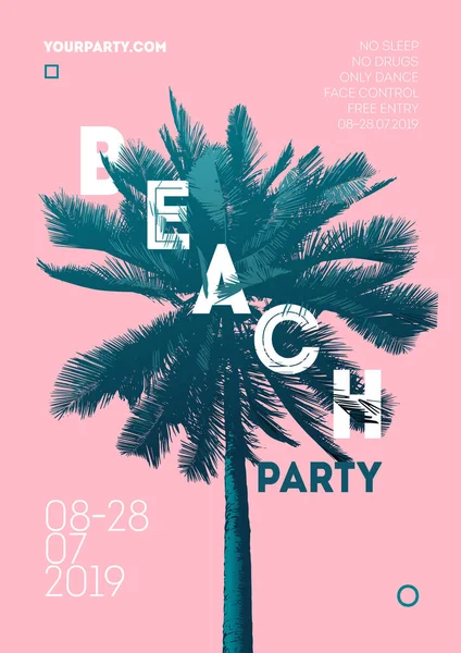 Beach Party Flyer Broschyr Vektor Koncept Sommarmusikfestivalens Inbjudan Underhållning Reklam — Stock vektor