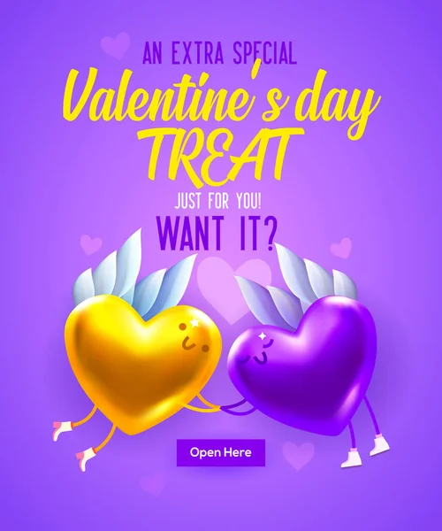 Feliz Día San Valentín Treat Card Diseño Fondo Para Tarjeta — Archivo Imágenes Vectoriales