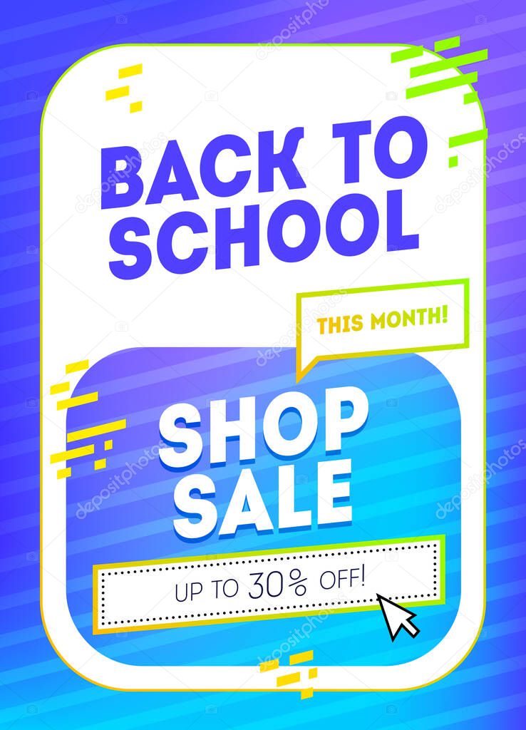 Back to school banner design template. Shop sale promotion flyer art. Modern school sale poster