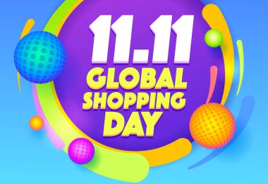 Özel teklifler, alışveriş bayramı satışları ve indirimler için Bekarlar Günü ile birlikte soyut 11.11 satış afişi.