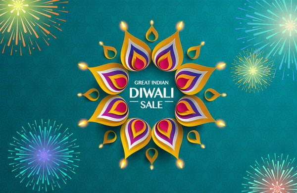 Great Indian Diwali Festival Big Sale Background Paper Graphic Indian — Stock Vector