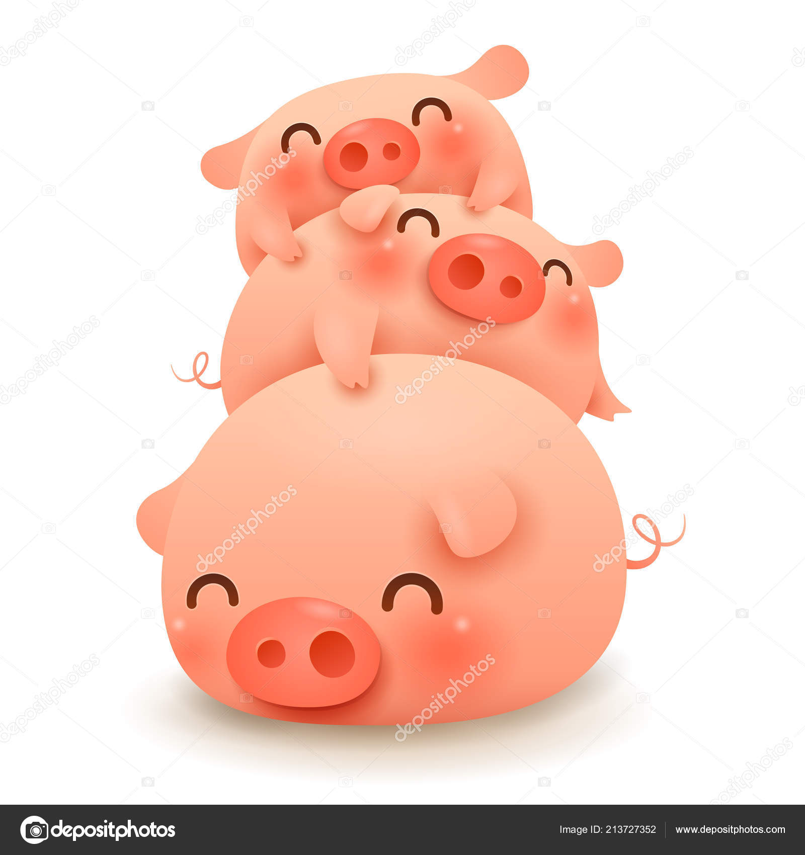 Pig Pile Three Little Pigs Chinese New Year Year Pig — Stock Vector