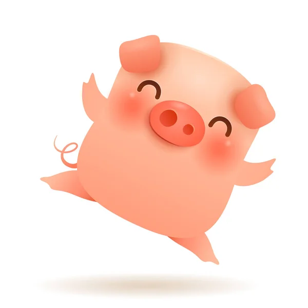 Joyeux Petit Cochon Qui Saute Symbole Nouvel 2019 Sur Calendrier — Image vectorielle