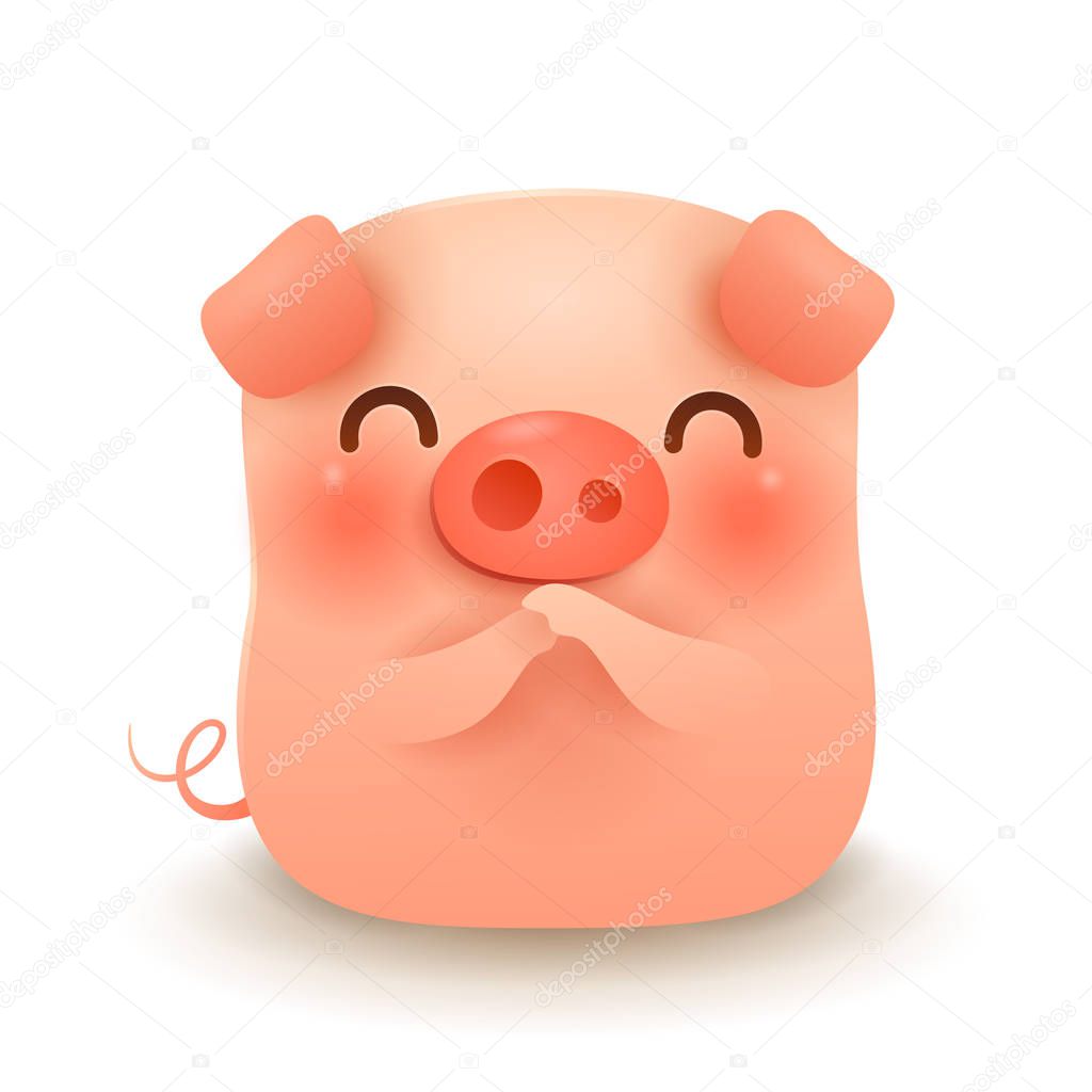 Little Pig greeting Gong Xi Gong Xi. Chinese New Year. The year of the pig. Chinese zodiac: Pig - the symbol of the year 2019 on the Chinese calendar.  