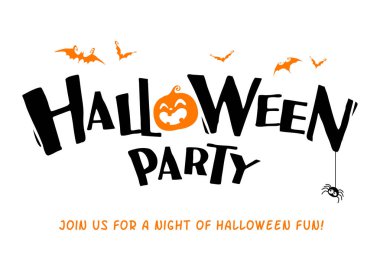 Cadılar Bayramı partisi. Vektör yazı. Tatil hat başlık.