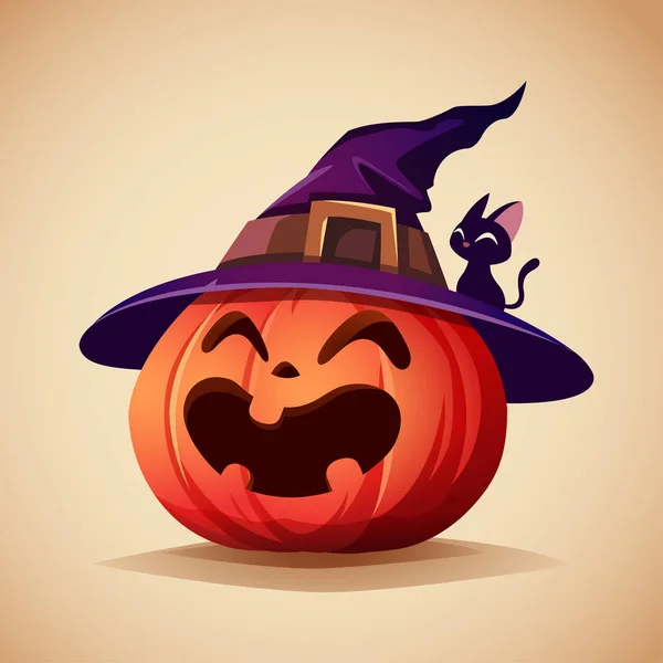 Dynia Halloween Jack Lantern Dyni Kapelusz Czarownicy — Wektor stockowy