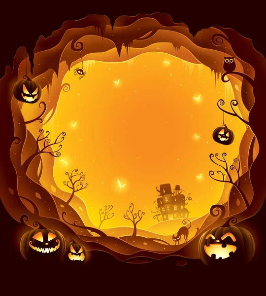 Bordure Couches Halloween Pour Design Fond Halloween Avec Bordure Découpée — Image vectorielle