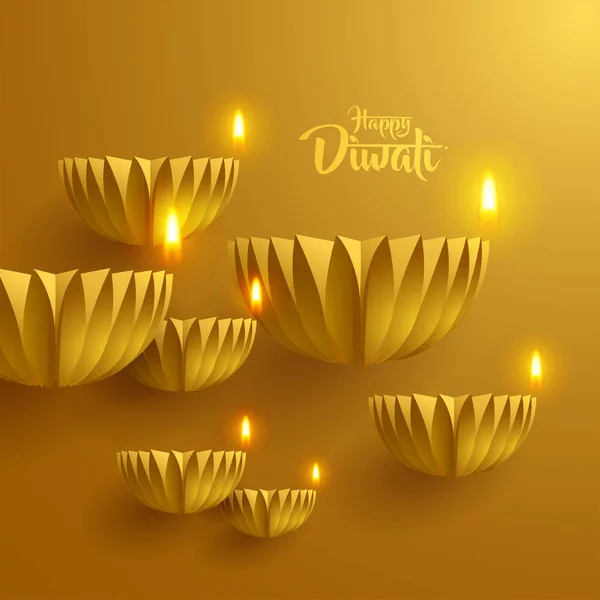 Plantilla Póster Vector Colorido Para Happy Diwali Festival Luces — Vector de stock