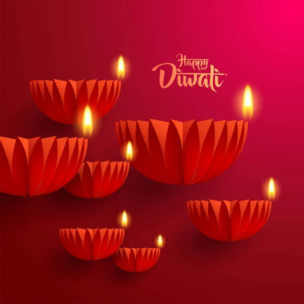 Färgglada Vector Affisch Mall För Happy Diwali Festival Ljus — Stock vektor