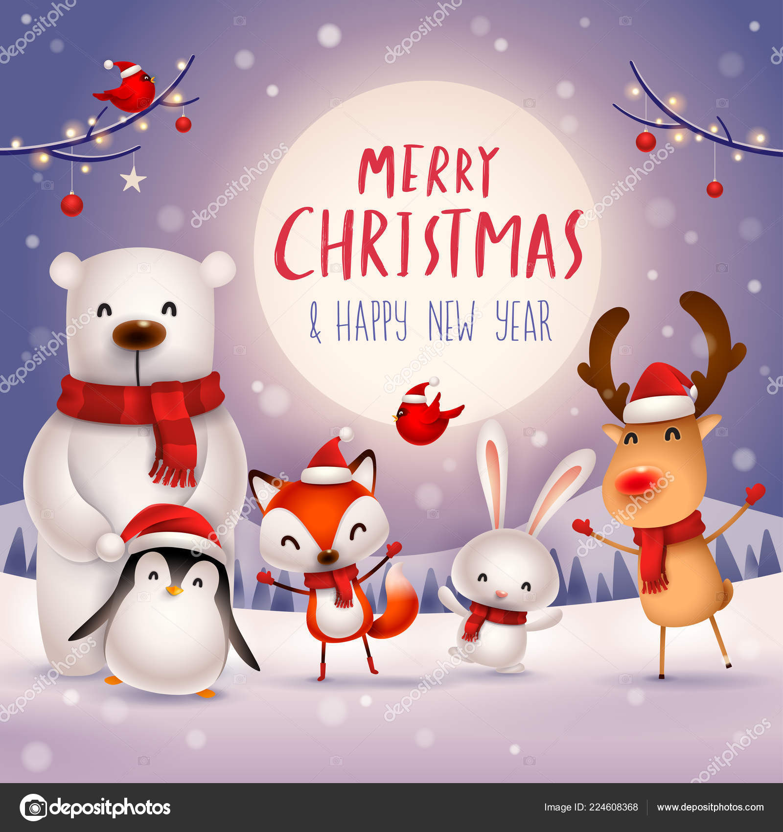 Frohe weihnachten und ein gutes neues jahr weihnachten niedliche tiere Frohe Weihnachten Und Ein Gutes Neues Jahr Weihnachten Niedliche Tiere