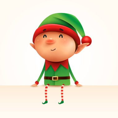 Küçük elf kenarında oturur. İzole.