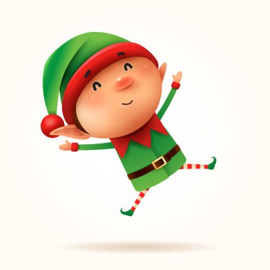 Little elf jumps. Isolated. clipart