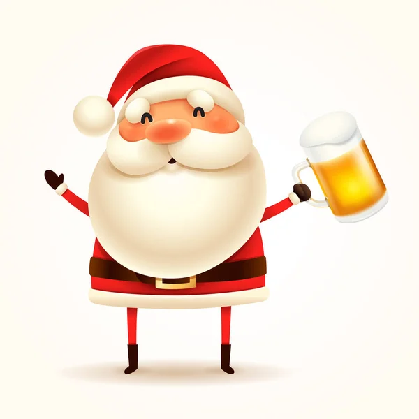 Santa Claus Con Cerveza Aislado — Vector de stock