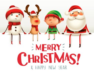 Mutlu Noeller! Mutlu Noel arkadaşları üzerinde büyük tabela oturmak.
