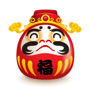 Japon Daruma bebek şapka weatlh tanrısı ile. Çeviri: servet.