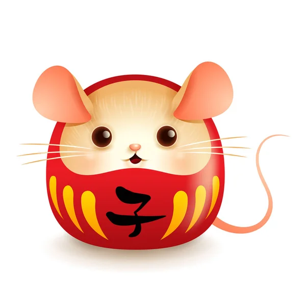 Japanse Daruma pop met Rat gezicht. — Stockvector