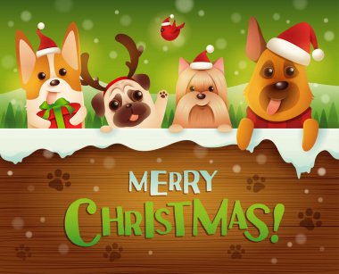 Mutlu Noeller! Büyük tabelası olan köpekler ve yavrular..