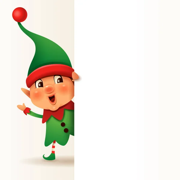Malý Elf Velkým Prázdným Nápisem Široké Prázdné Místo Pro Návrh — Stockový vektor