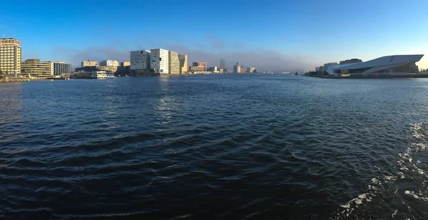 Panorama Port Amsterdam Par Une Journée Ensoleillée — Photo