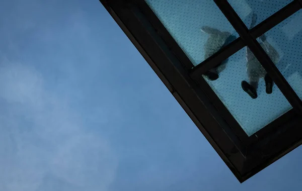 Plataforma Vigia Uma Torre Vigia Contra Céu Azul Nos Três — Fotografia de Stock