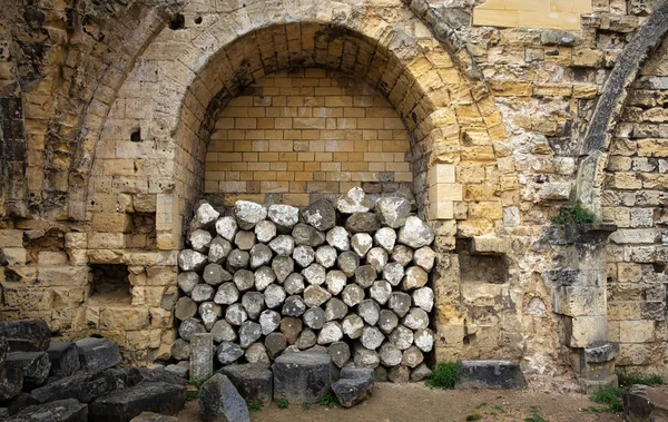 Mucchio Rocce Contro Muro Castello Valkenburg Nei Paesi Bassi — Foto Stock