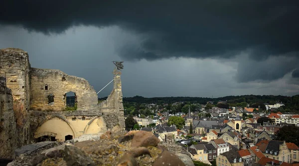 Panoramic View Valkenburg Castle Dark Clouds Storm — Stock Photo, Image