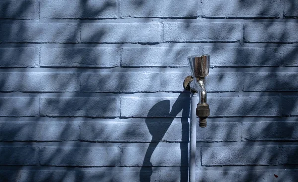 Faucet Blue Wall Camping Ommen Netherlands — Stock Photo, Image