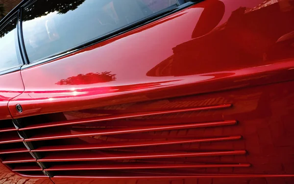 Detalhe Carro Esporte Antiquado Vermelho — Fotografia de Stock